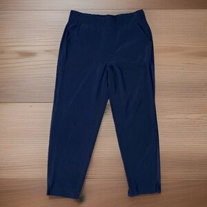 ATHLETA Brooklyn Pants Womens 12 Ankle High Rise Pull On Navy Pockets Travel